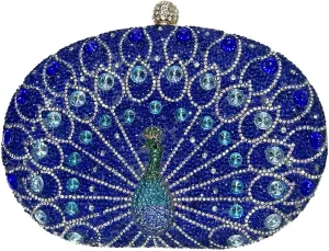 Peacock Evening Bag Rhinestone Clutch Bag for Women Sparkly Crystal Handbag Bridal Wedding Purse Elegant Shoulder Bag