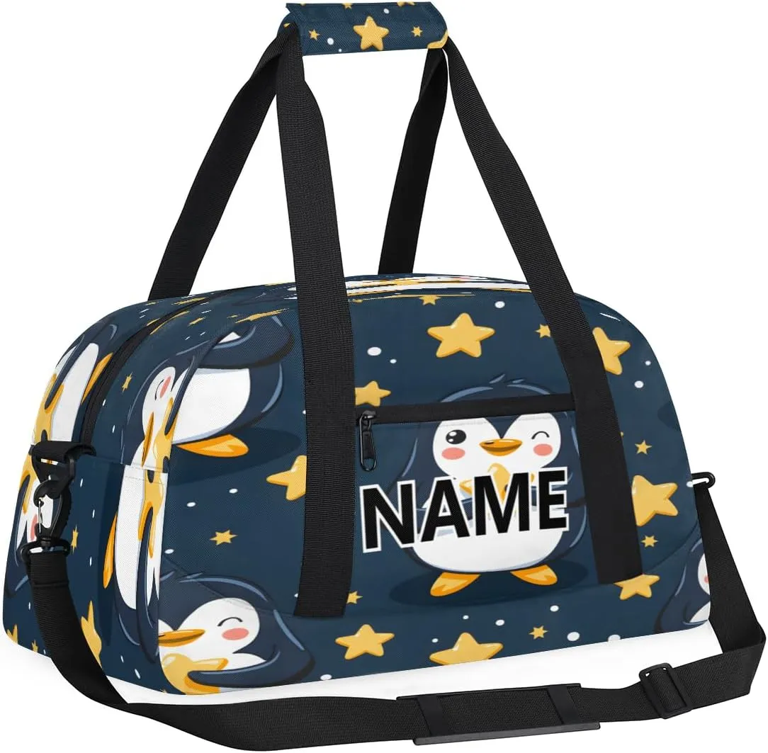 Penguin Mini Gym Bag 18 inch for Women Men Waterproof Custom Penguin Cartoon Travel Duffel Bag Carry On Overnight Tote Nurse Bag for Work Fitness Hiking