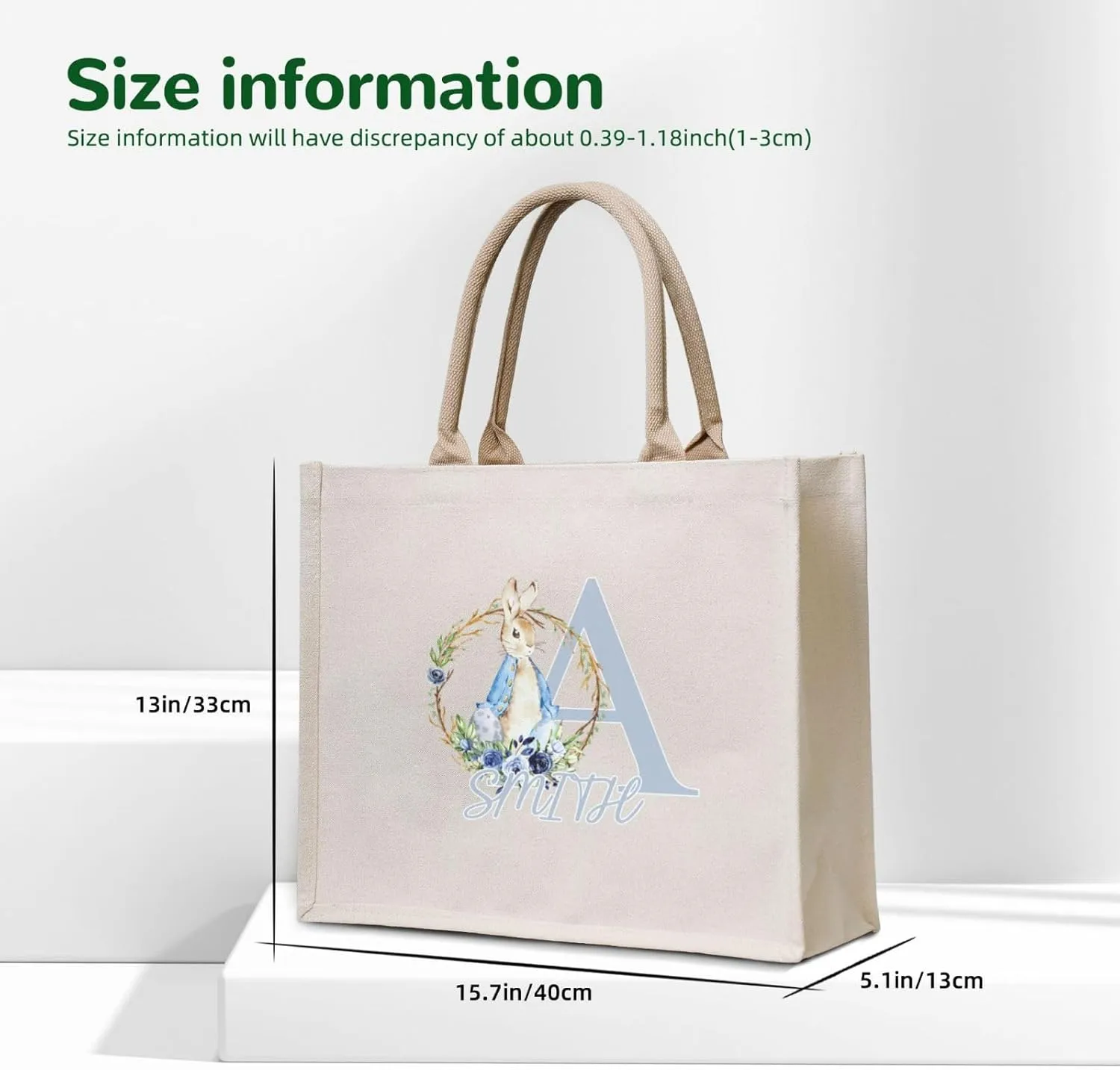 Personalized Canvas Beach Tote Bags for Shopping Travel, Birthday Bridesmaid Christmas Gifts for Women