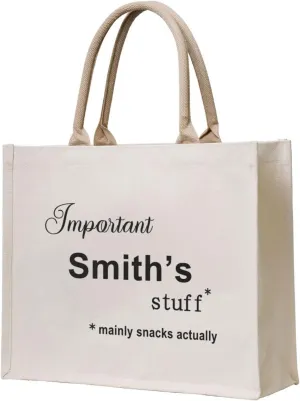 Personalized Canvas Beach Tote Bags for Shopping Travel, Birthday Bridesmaid Christmas Gifts for Women