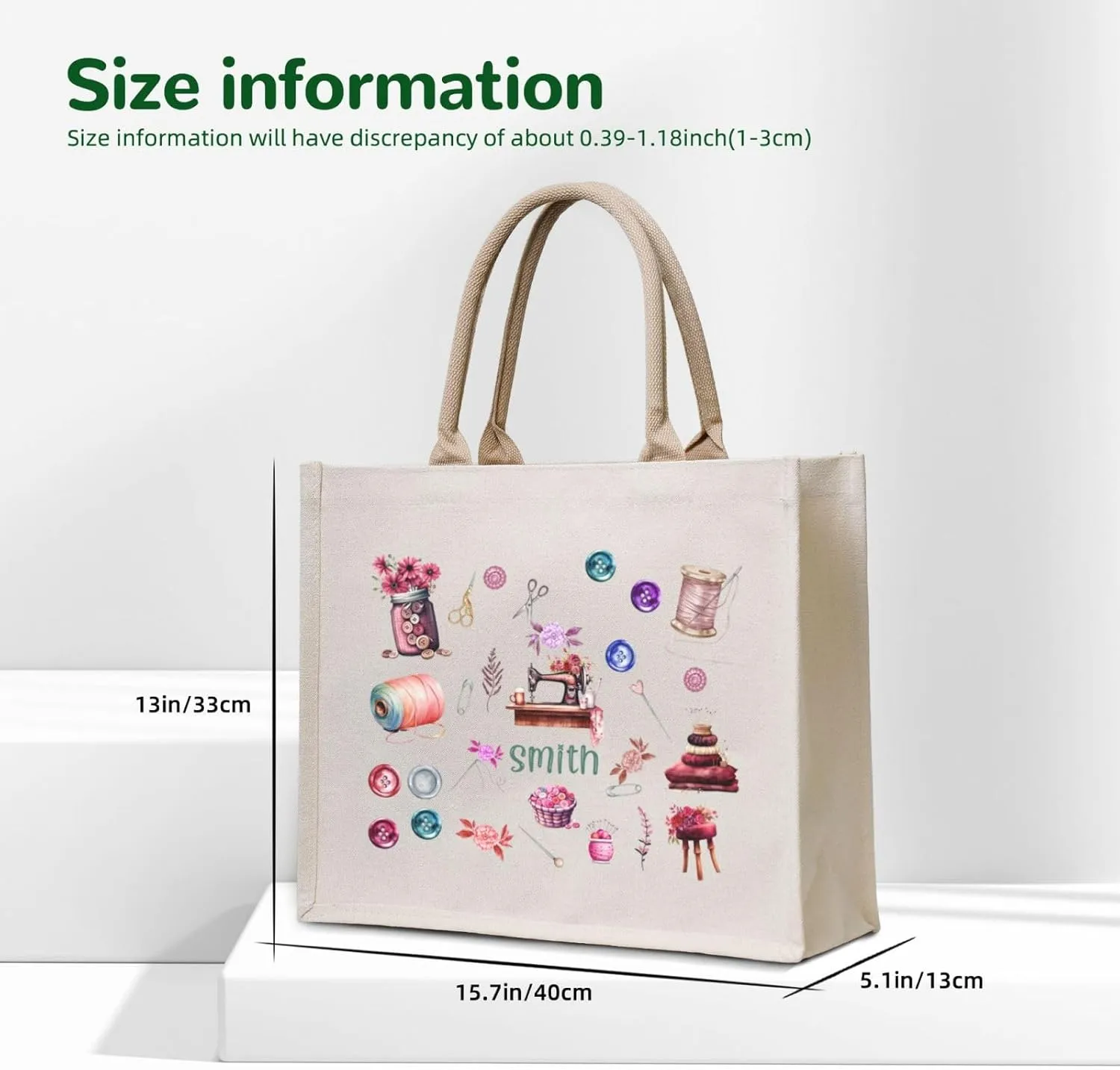 Personalized Canvas Beach Tote Bags for Shopping Travel, Birthday Bridesmaid Christmas Gifts for Women