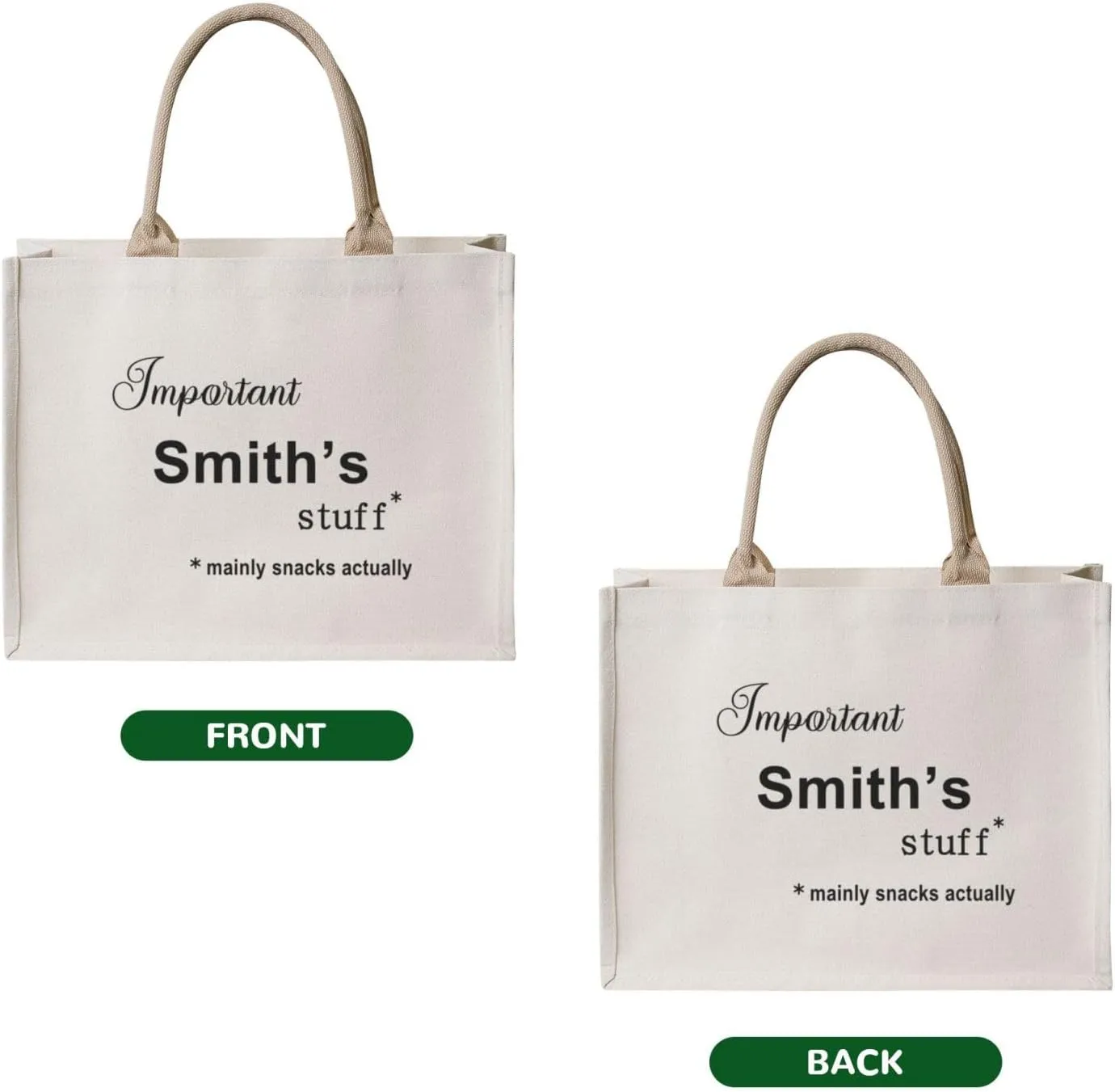 Personalized Canvas Beach Tote Bags for Shopping Travel, Birthday Bridesmaid Christmas Gifts for Women