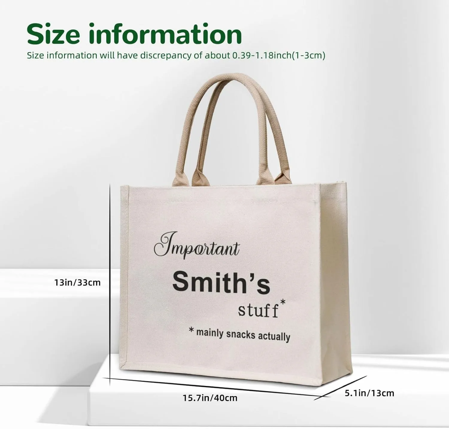 Personalized Canvas Beach Tote Bags for Shopping Travel, Birthday Bridesmaid Christmas Gifts for Women