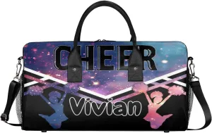Personalized Cheer Bag for Cheerleader, Custom Sport Duffel Bag with Name Customized Travel Overnight Weekender Bags Dance Bag, Stars Sky Personalized Cheerleading