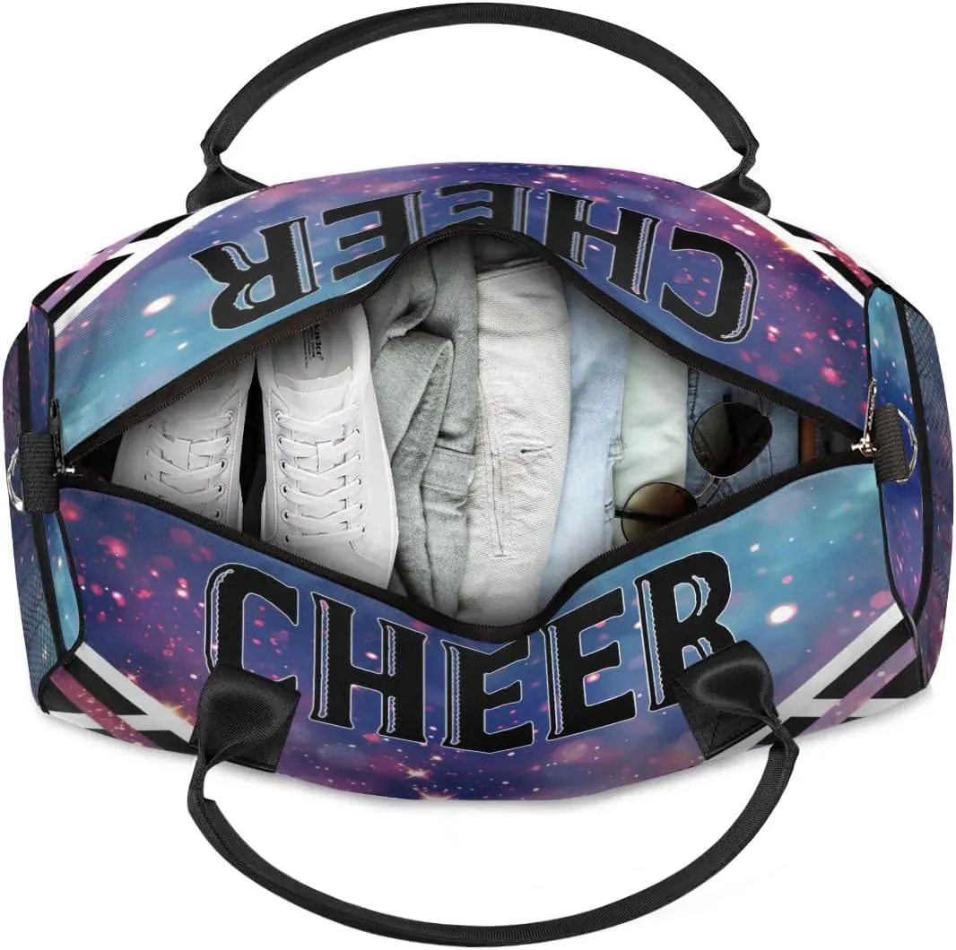 Personalized Cheer Bag for Cheerleader, Custom Sport Duffel Bag with Name Customized Travel Overnight Weekender Bags Dance Bag, Stars Sky Personalized Cheerleading