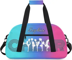 Personalized Cheer Bag with Name Custom Cheerleader Bags Cheer Dance Bag Customize Cheer Duffel Bag Overnight Weekender Bag, Blue Pink