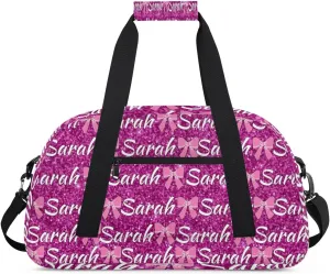 Personalized Cheer Duffel Bags Custom Cheerleader Bag with Name for Sport Events Dance Bag Customized Travel Gym Bag Overnight Weekender Carry-on Bag, Magenta Glitter