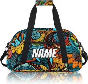 Personalized Custom Gym Bag for Women Men Carry on Tribe Flower Travel Duffel Tote Western Vintage Overnight Workout Weekender Bag