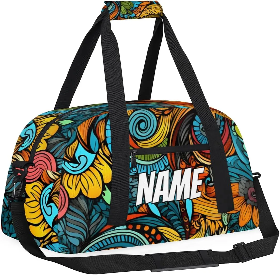 Personalized Custom Gym Bag for Women Men Carry on Tribe Flower Travel Duffel Tote Western Vintage Overnight Workout Weekender Bag