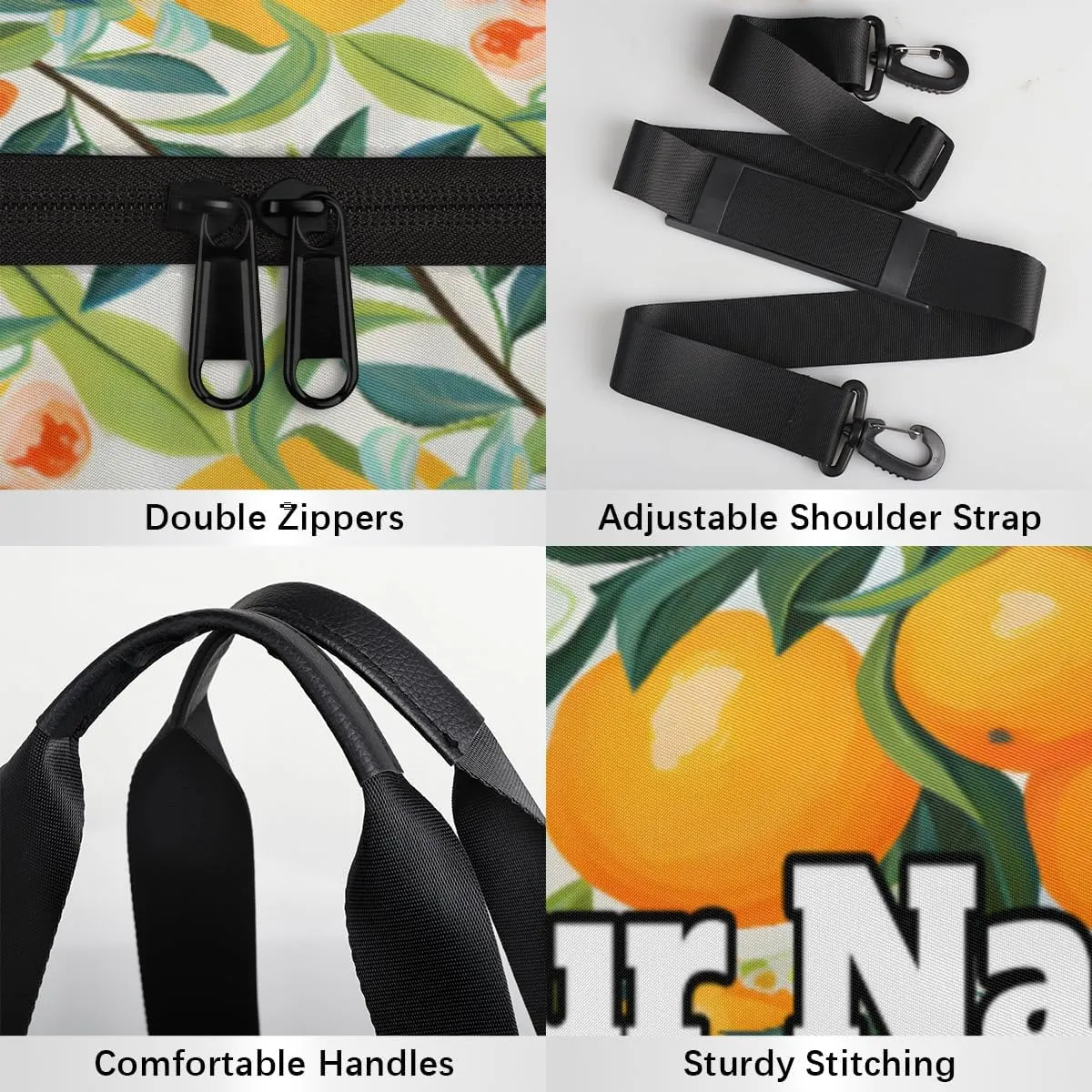 Personalized Cut Fruits Sport Gym Bag, Custom Name Duffel Bags for Men, Waterproof Custom Sport Duffel Bag, Gymnastics Dance, Floral