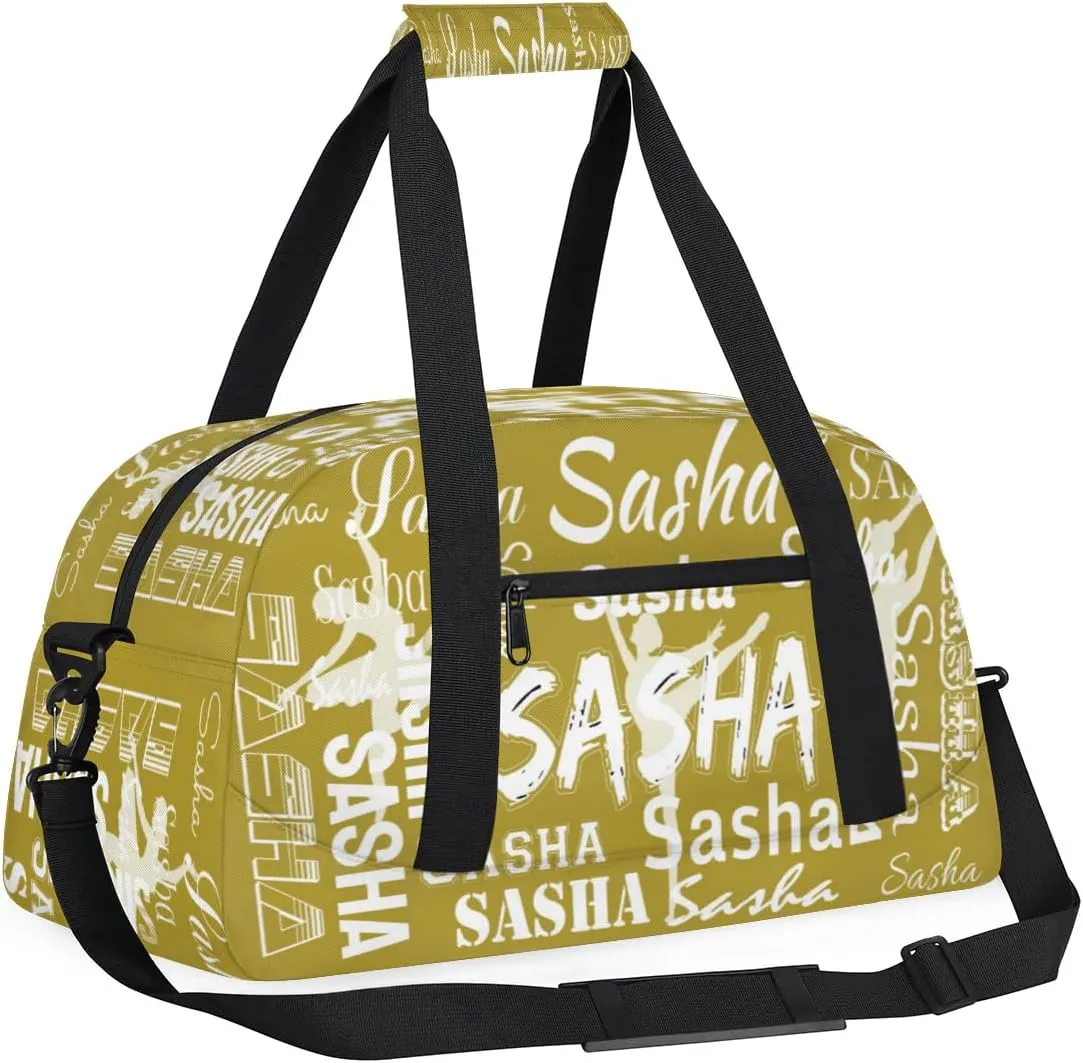 Personalized Dance Bag Duffel Bag for Women, Custom Gym Bag Sport Duffel Bag, Ballet Bag Cheerleader Weekender Bags Travel Bag for Ballet, Brown