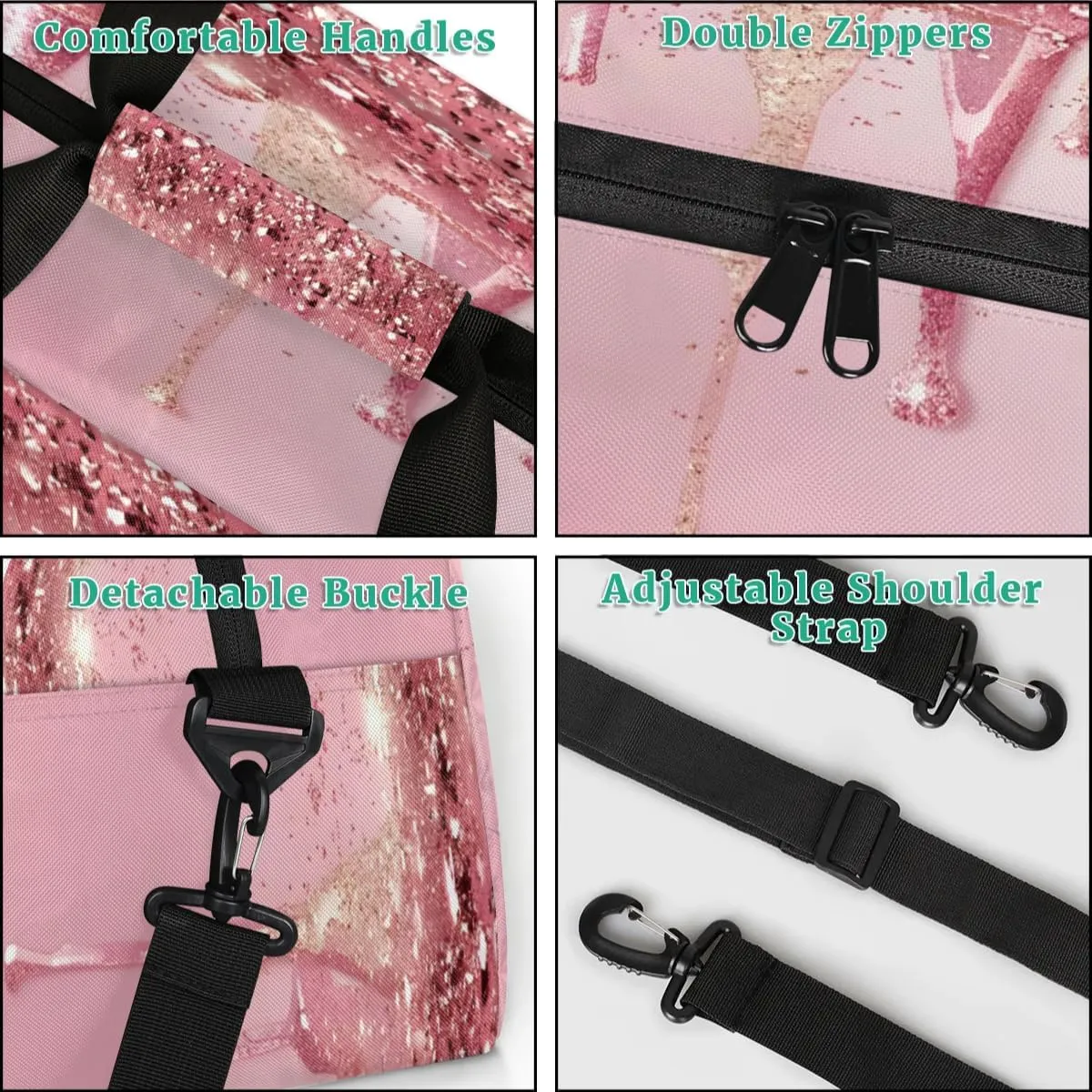 Personalized Dance Bag Gym Bag with Name for Women, Custom Sport Duffel Bag Overnight Weekender Bags Travel Duffel Bag with Dancing Silhouette, Fluids Pink