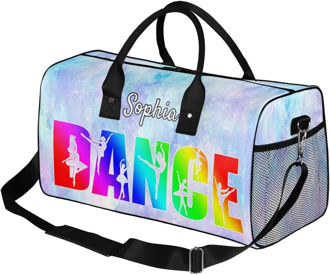 Personalized Dance Bag Gym Bags, Custom Neme Dance Ballet Sports Duffel Bags Weekender Bags Custom Travel Duffel Bag Bag Gradient Glitter