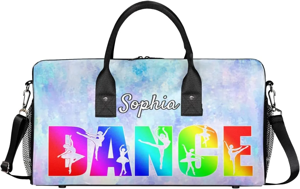 Personalized Dance Bag Gym Bags, Custom Neme Dance Ballet Sports Duffel Bags Weekender Bags Custom Travel Duffel Bag Bag Gradient Glitter