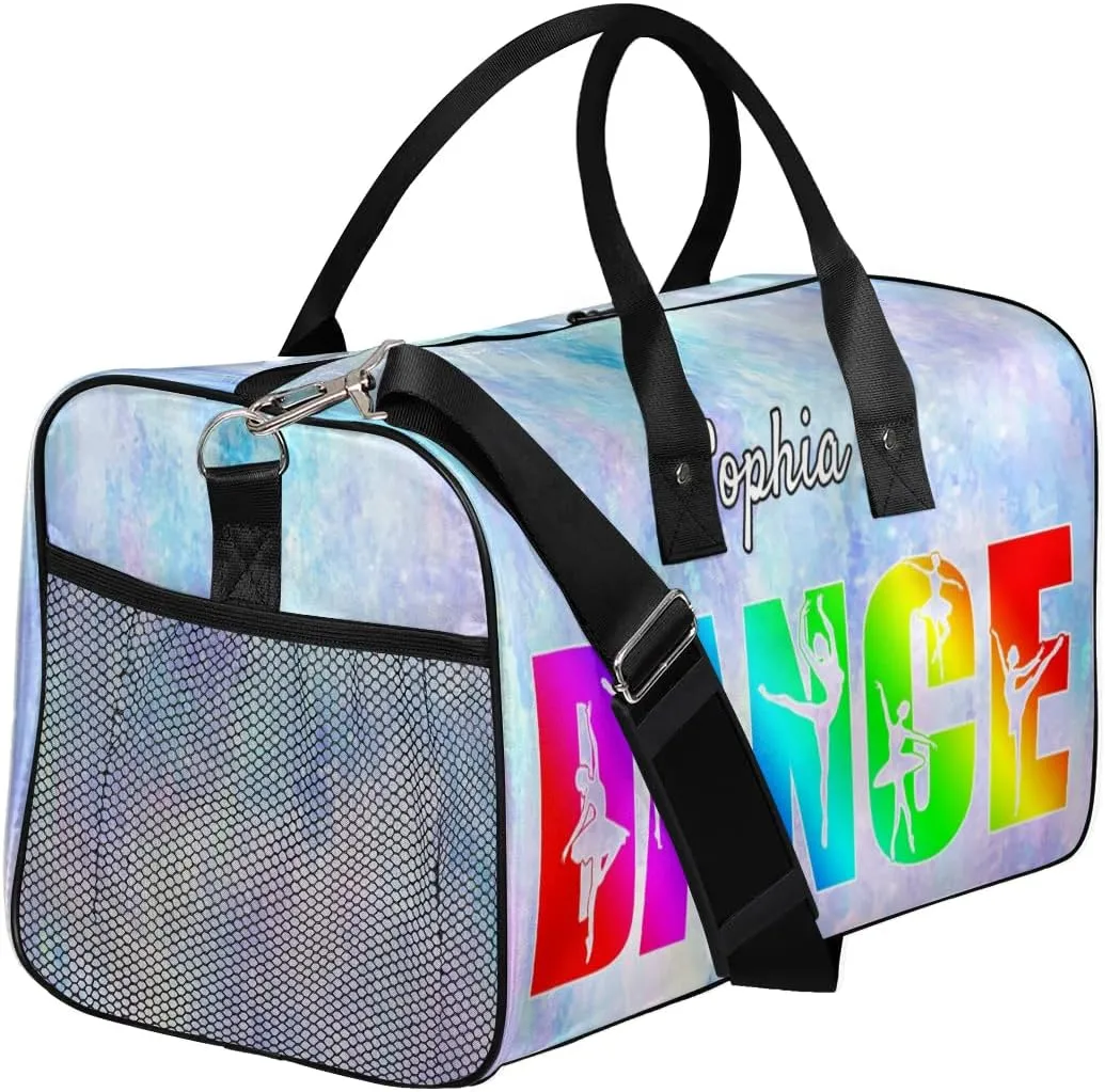Personalized Dance Bag Gym Bags, Custom Neme Dance Ballet Sports Duffel Bags Weekender Bags Custom Travel Duffel Bag Bag Gradient Glitter