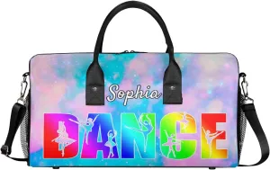 Personalized Dance Bag Gym Bags, Custom Neme Dance Ballet Sports Duffel Bags Weekender Bags Custom Travel Duffel Bag Bag Silver Glitter