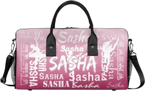 Personalized Dance Ballet Bag Sports Duffle Bags with Name, Custom Gym Bag for Women, Weekender Bags for Gymnastic Cheerleaders, Dark Pink Gradient