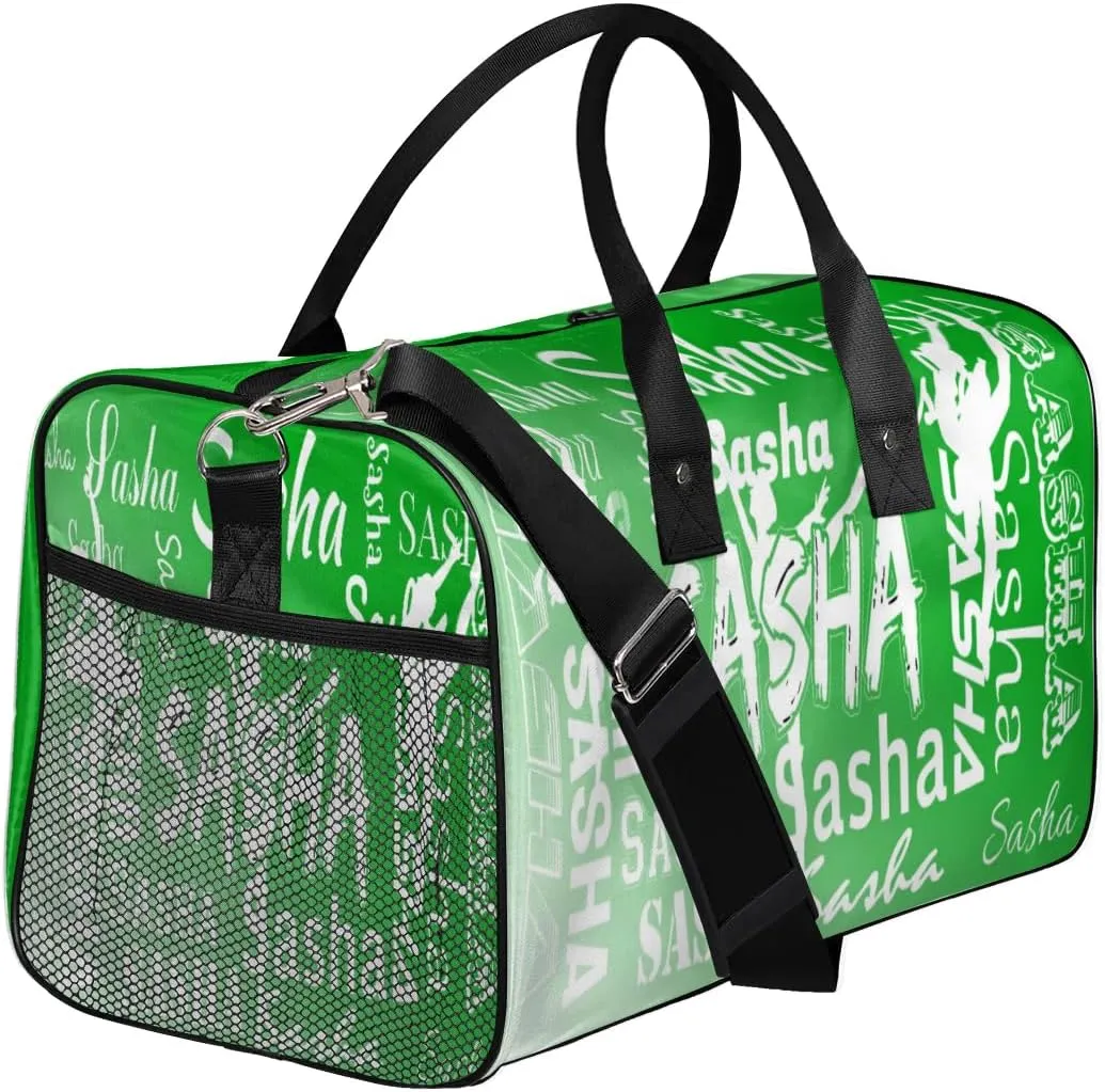Personalized Dance Ballet Bag Sports Duffle Bags with Name, Custom Gym Bag for Women, Weekender Bags for Gymnastic Cheerleaders, Grass Green Gradient