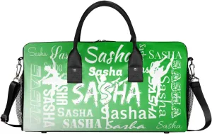 Personalized Dance Ballet Bag Sports Duffle Bags with Name, Custom Gym Bag for Women, Weekender Bags for Gymnastic Cheerleaders, Grass Green Gradient