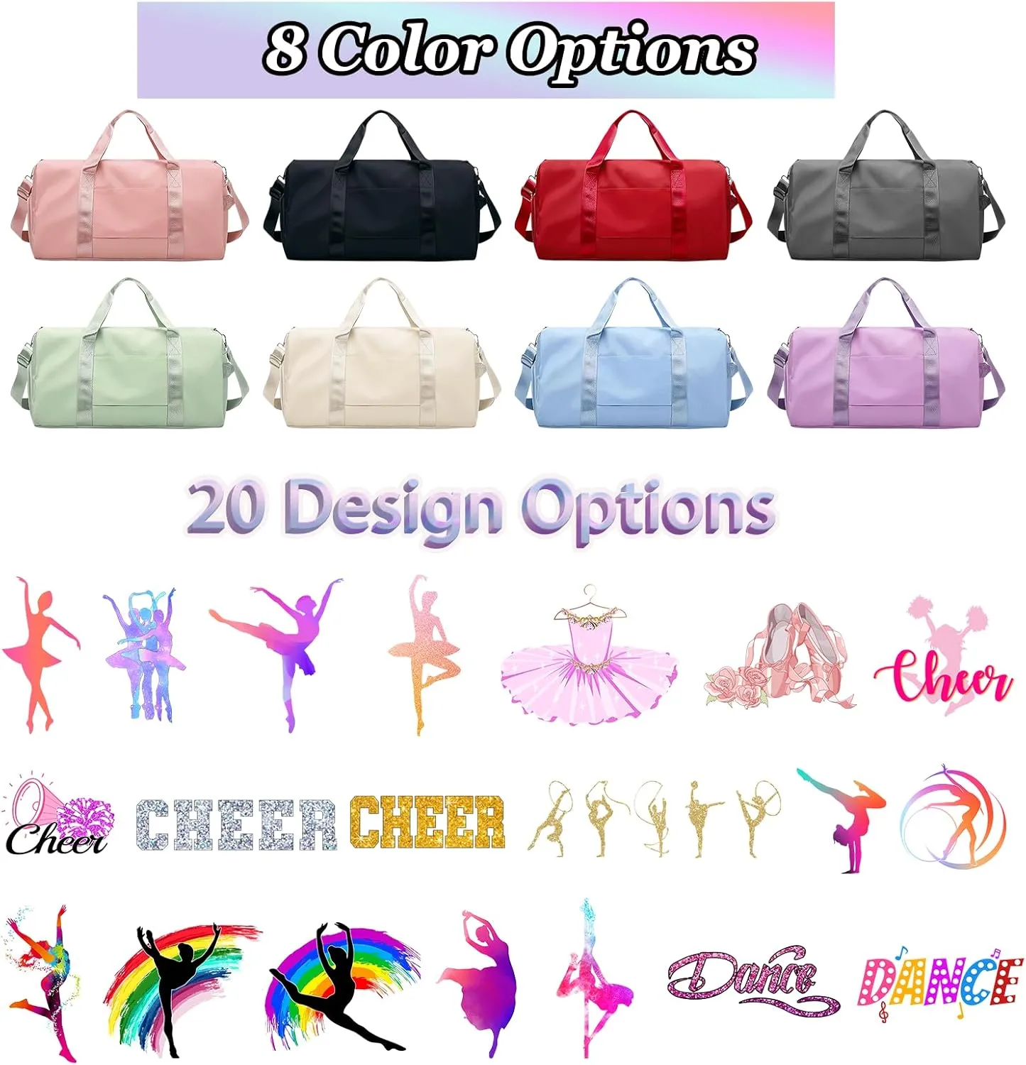 Personalized Dance Duffle Bag Printed Name Text Photo for Women Girls Custom Sport Gym Travel Bags Customized Dry Wet Separated Overnight Weekender Waterproof Bag Gift-Blue