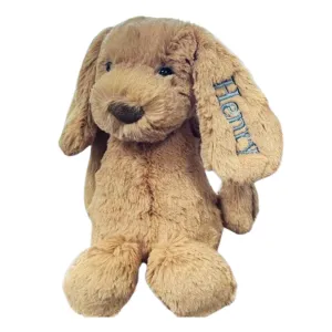 Personalized Embroidered Puppy Dog Doll with Baby's Name, Custom Monogrammed Stuffed Animal Plush Dog Plush Toy for Boy/Girl Christmas, Easter Birthday Gifts Family Party Decor