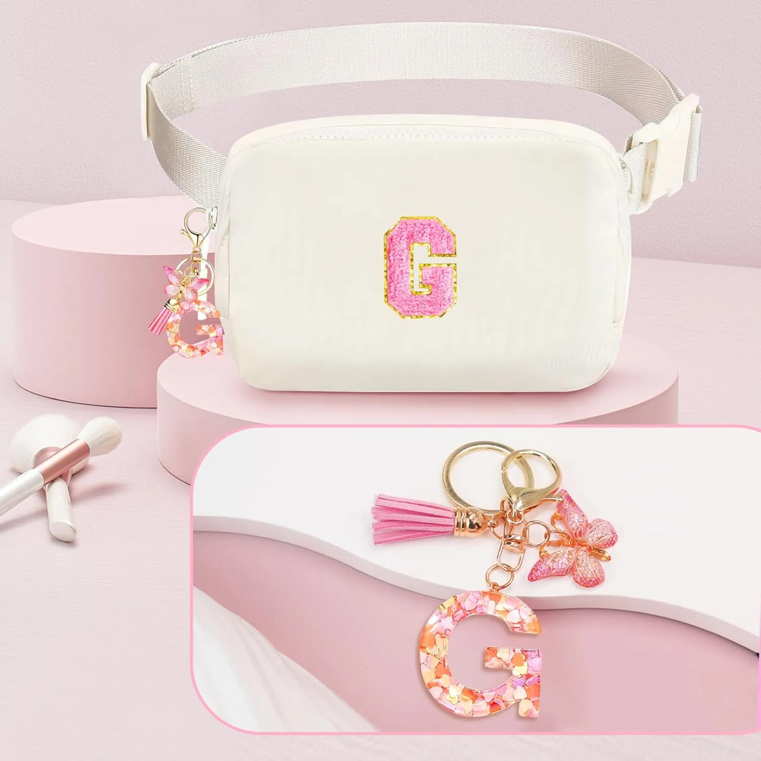 Personalized Fanny Pack for Girls, Gift Sets for Teen Girls, Birthday Gifts for 4 5 6 7 8 9 10 11 12 13 Year Old Girl, Initial Crossbody Bag Belt Bag for Girl Kids (G)