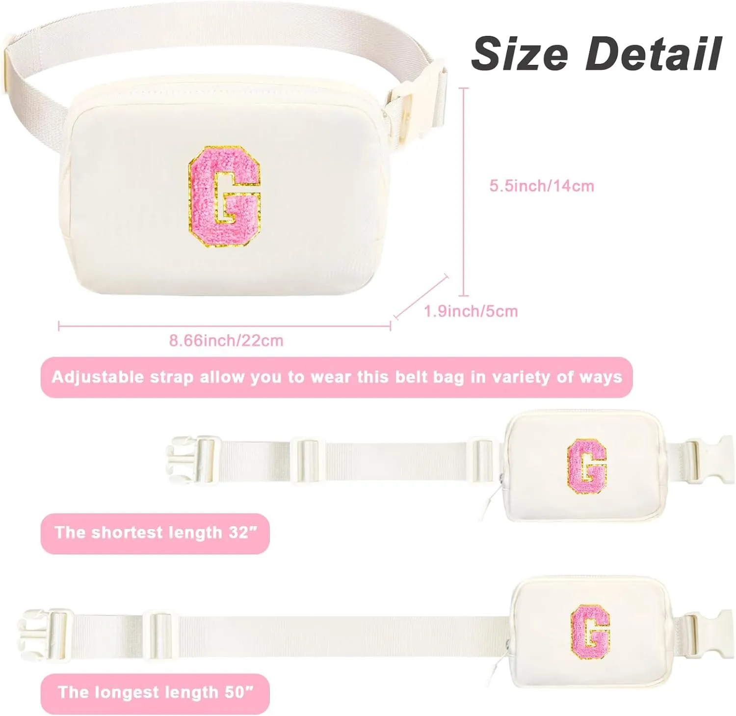 Personalized Fanny Pack for Girls, Gift Sets for Teen Girls, Birthday Gifts for 4 5 6 7 8 9 10 11 12 13 Year Old Girl, Initial Crossbody Bag Belt Bag for Girl Kids (G)