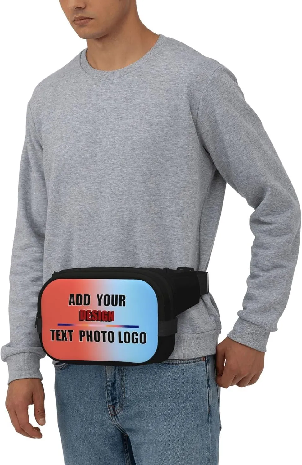 Personalized Fanny Pack for Men Women Custom Belt Bag with Photo Logo Text Gift for Fitness Travel Lovers