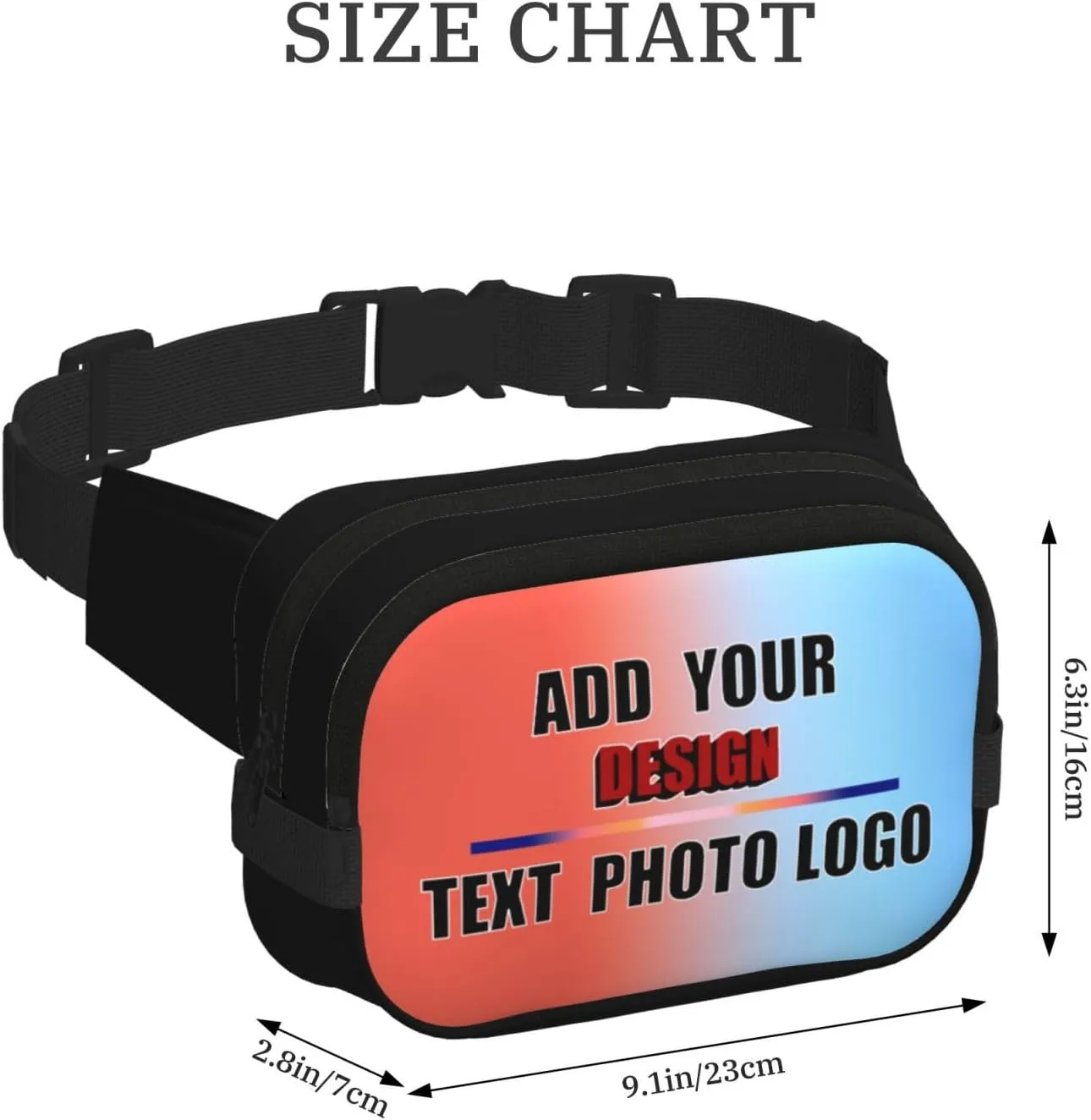 Personalized Fanny Pack for Men Women Custom Belt Bag with Photo Logo Text Gift for Fitness Travel Lovers