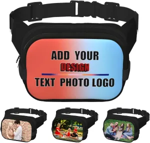 Personalized Fanny Pack for Men Women Custom Belt Bag with Photo Logo Text Gift for Fitness Travel Lovers