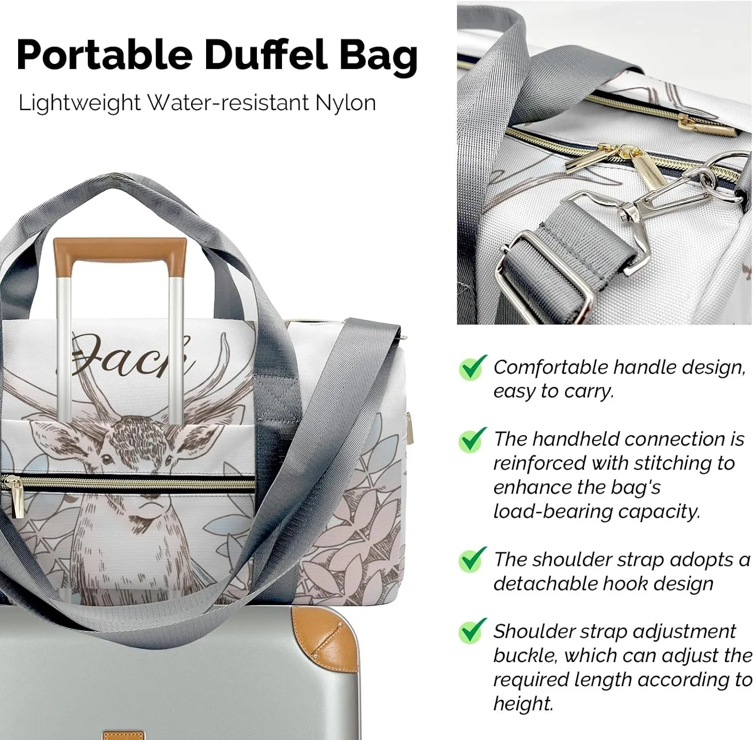Personalized Gift Duffel Bag Nordic Grass Elk Travel in Style: Trendy Bags for Sport and Leisure