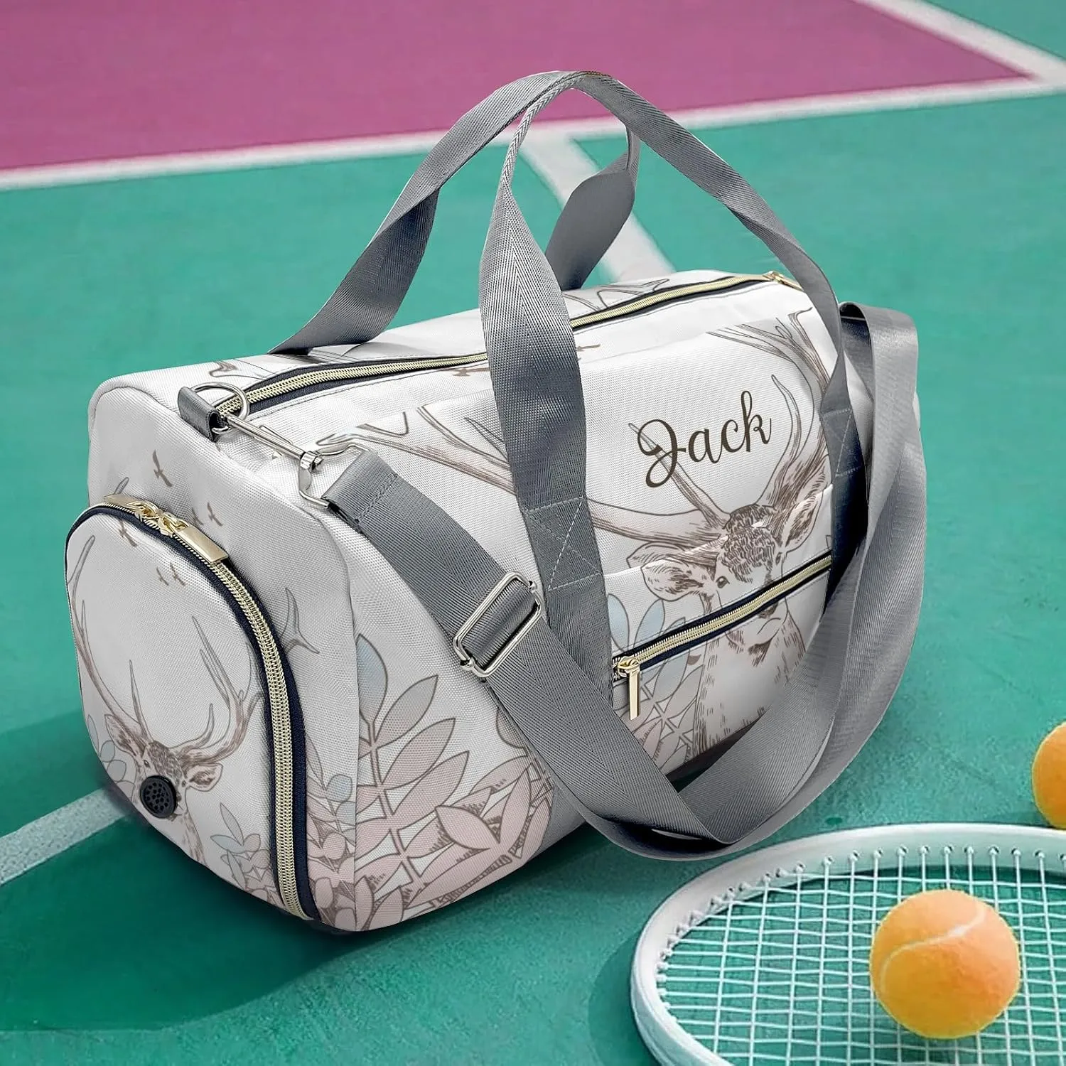 Personalized Gift Duffel Bag Nordic Grass Elk Travel in Style: Trendy Bags for Sport and Leisure