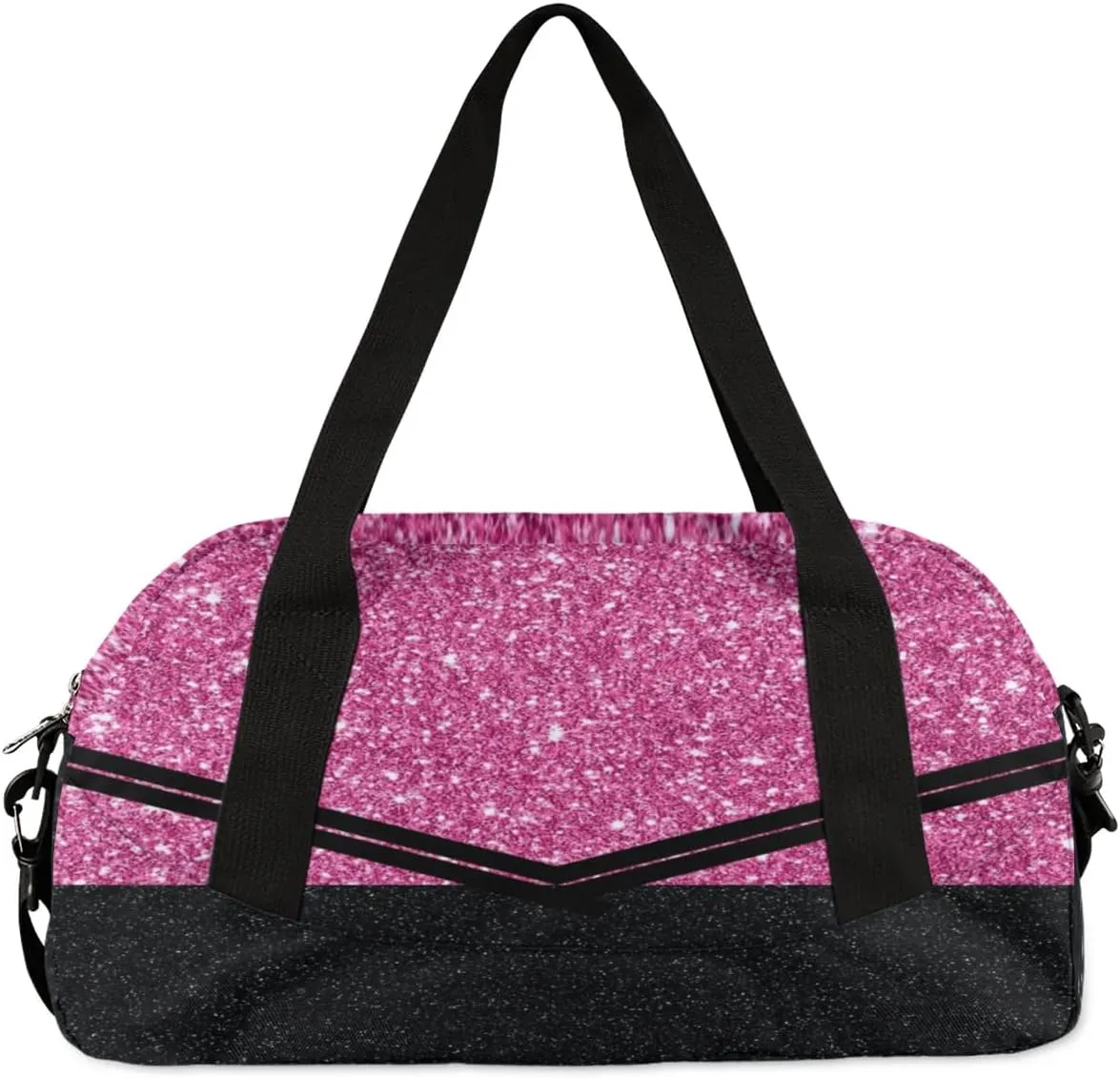 Personalized Glitter Cheer Bag Girls,Foldable Kids Duffel Bag Sports Bag Gym Custom Team Gift Weekender Bags Overnight Travel Lightweight Gymnastics Bag,Rose Red