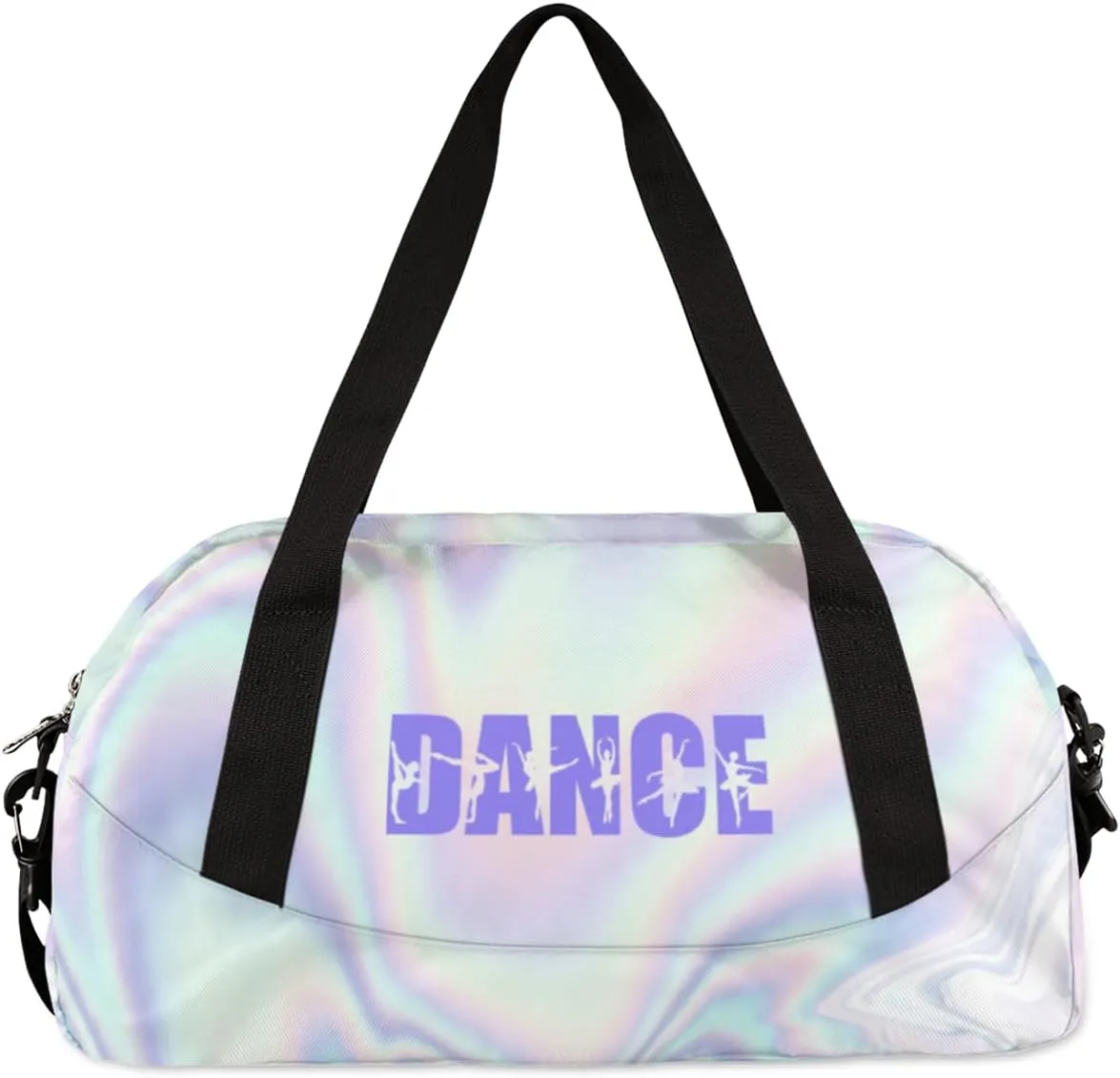 Personalized Gym Bag for Girls Teens, Custom Dance Bag Overnight Small Duffel Bag Carry On Weekend Sports Travel Bag for School Practice Gymnastics Ballet, Purple Neon