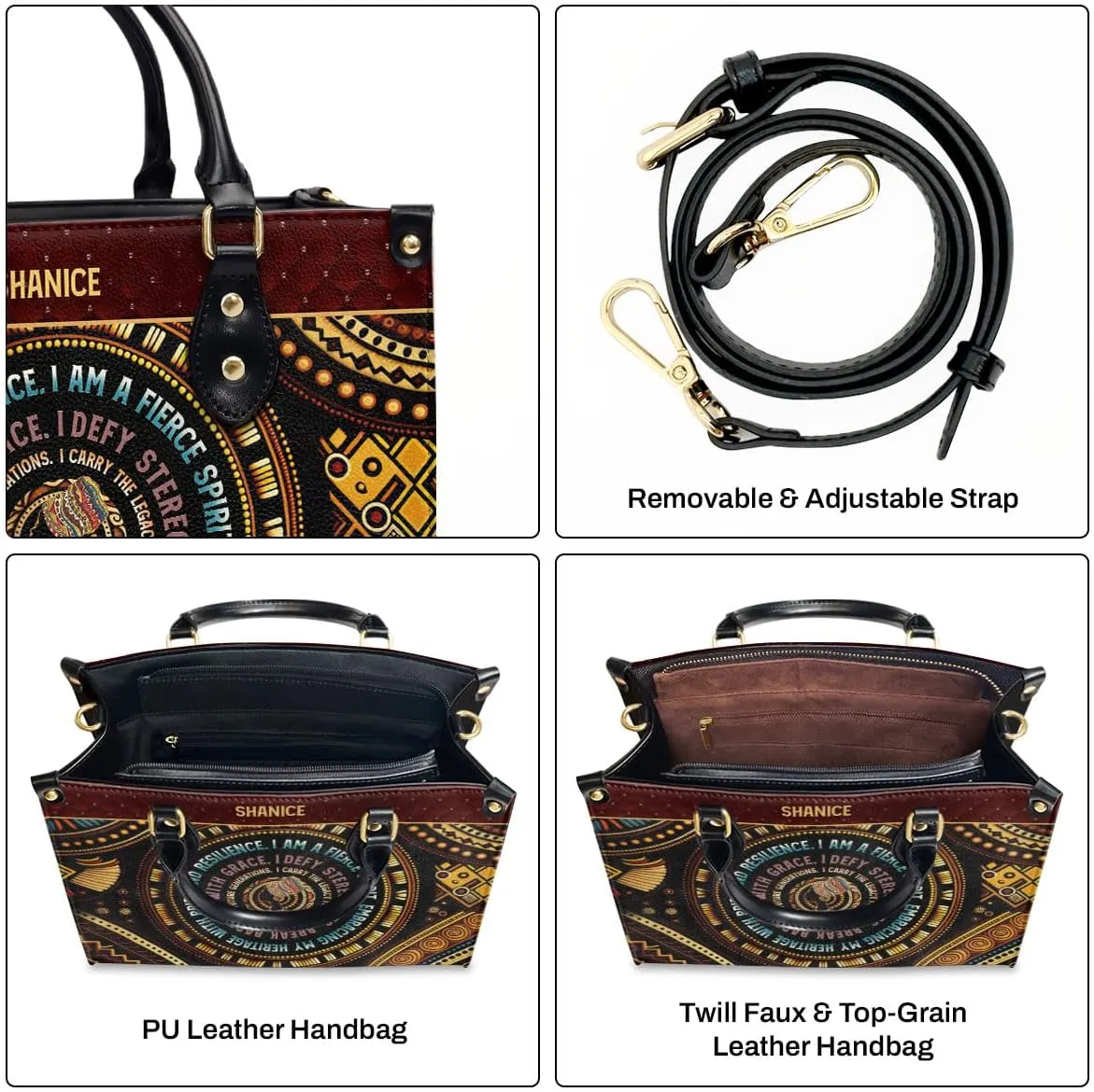 Personalized Leather Handbag For Black African