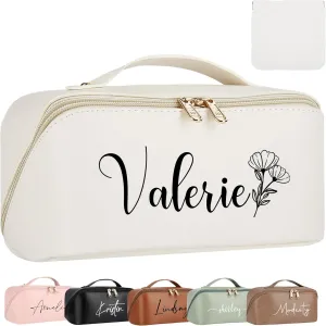 Personalized Makeup Bag - 2 Pcs Cosmetic Bags Set,Double Metal Zipper Makeup Organizer,Toiletry Bag with Divider & Handle,Travel Essentials