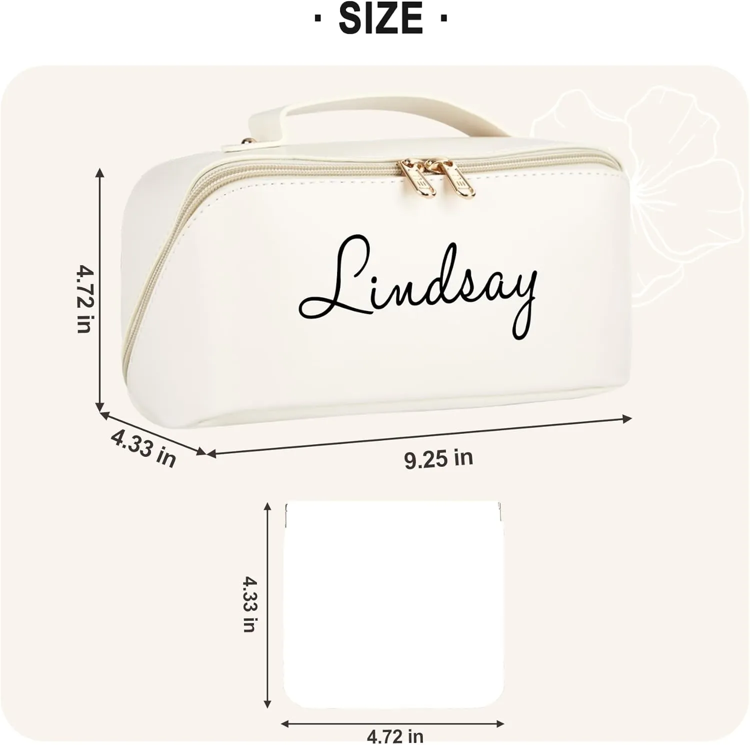 Personalized Makeup Bag - 2 Pcs Cosmetic Bags Set,Double Metal Zipper Makeup Organizer,Toiletry Bag with Divider & Handle,Travel Essentials