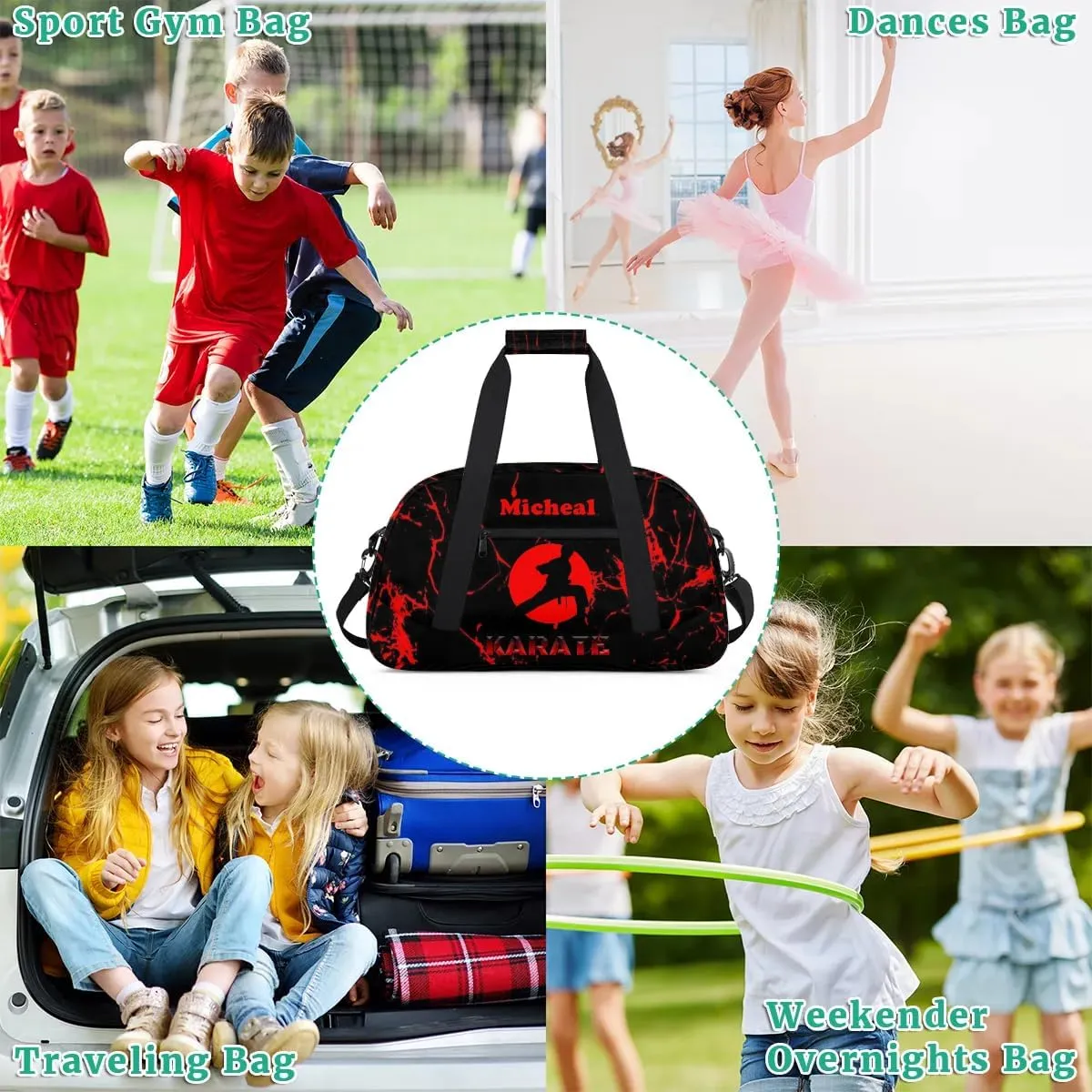 Personalized Martial Art Bag Duffel Bag for Girls, Custom Taekwondo Karate Bag Overnight Bags for Travel Weekender Practice Karate