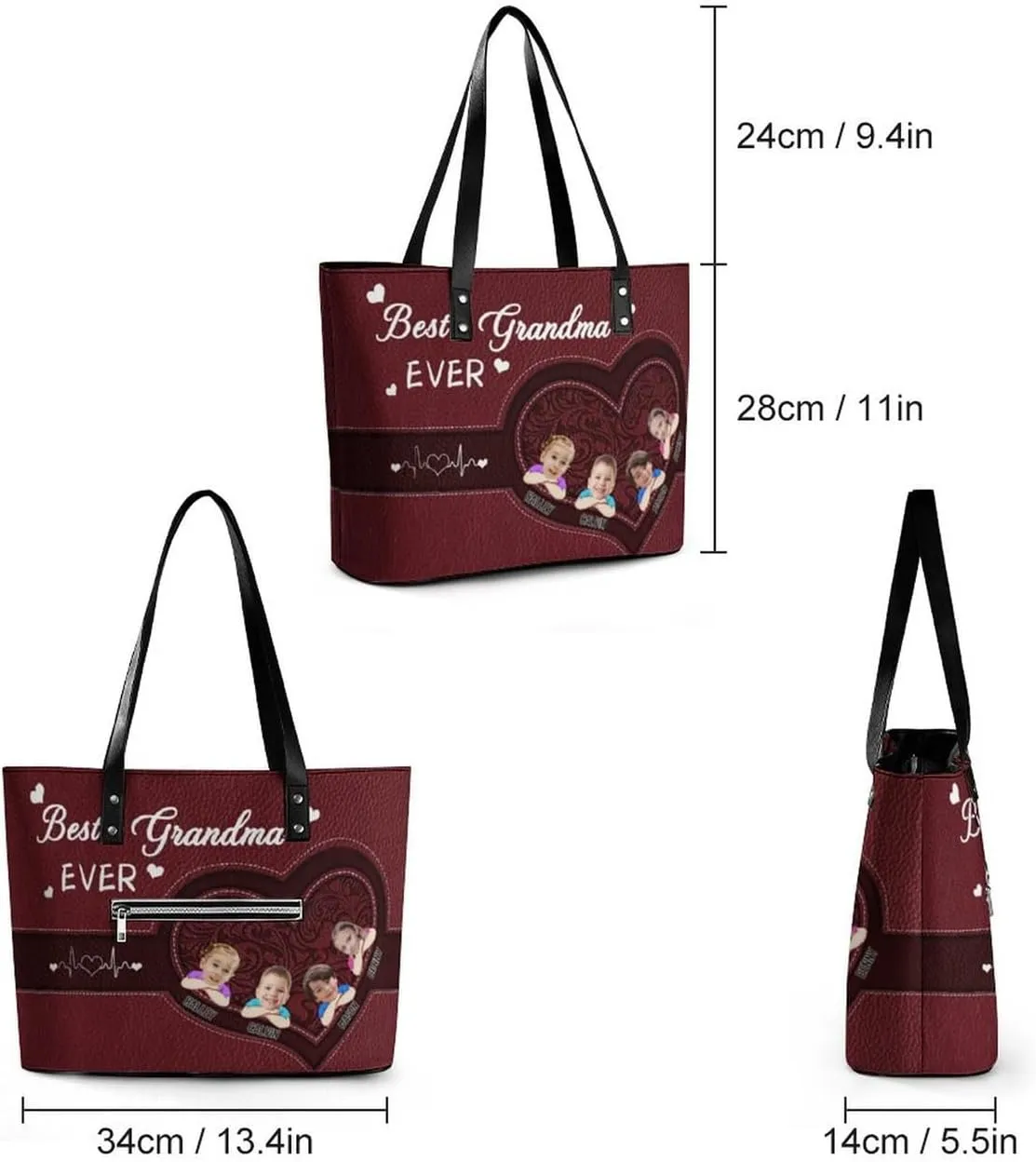 Personalized Mom Single Shoulder Bag Custom Name Grandmother Leather Handbag Loving Gift For Grandma Mother