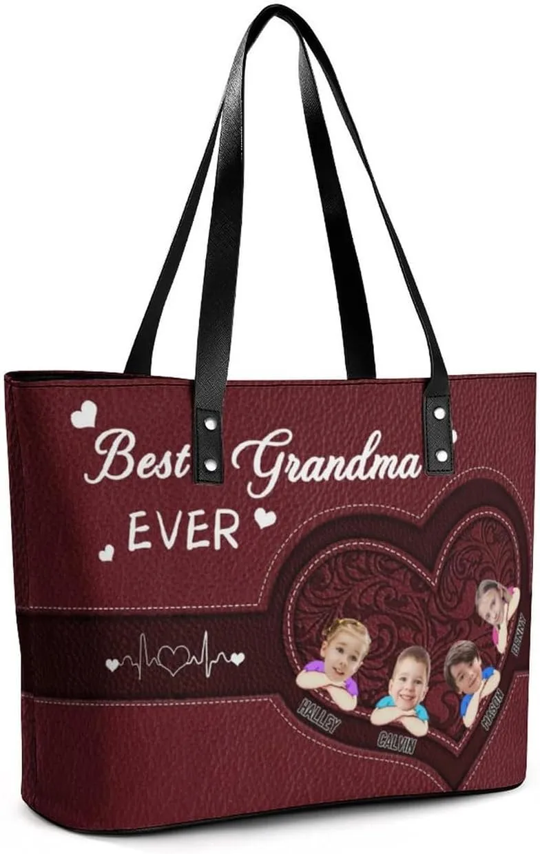 Personalized Mom Single Shoulder Bag Custom Name Grandmother Leather Handbag Loving Gift For Grandma Mother
