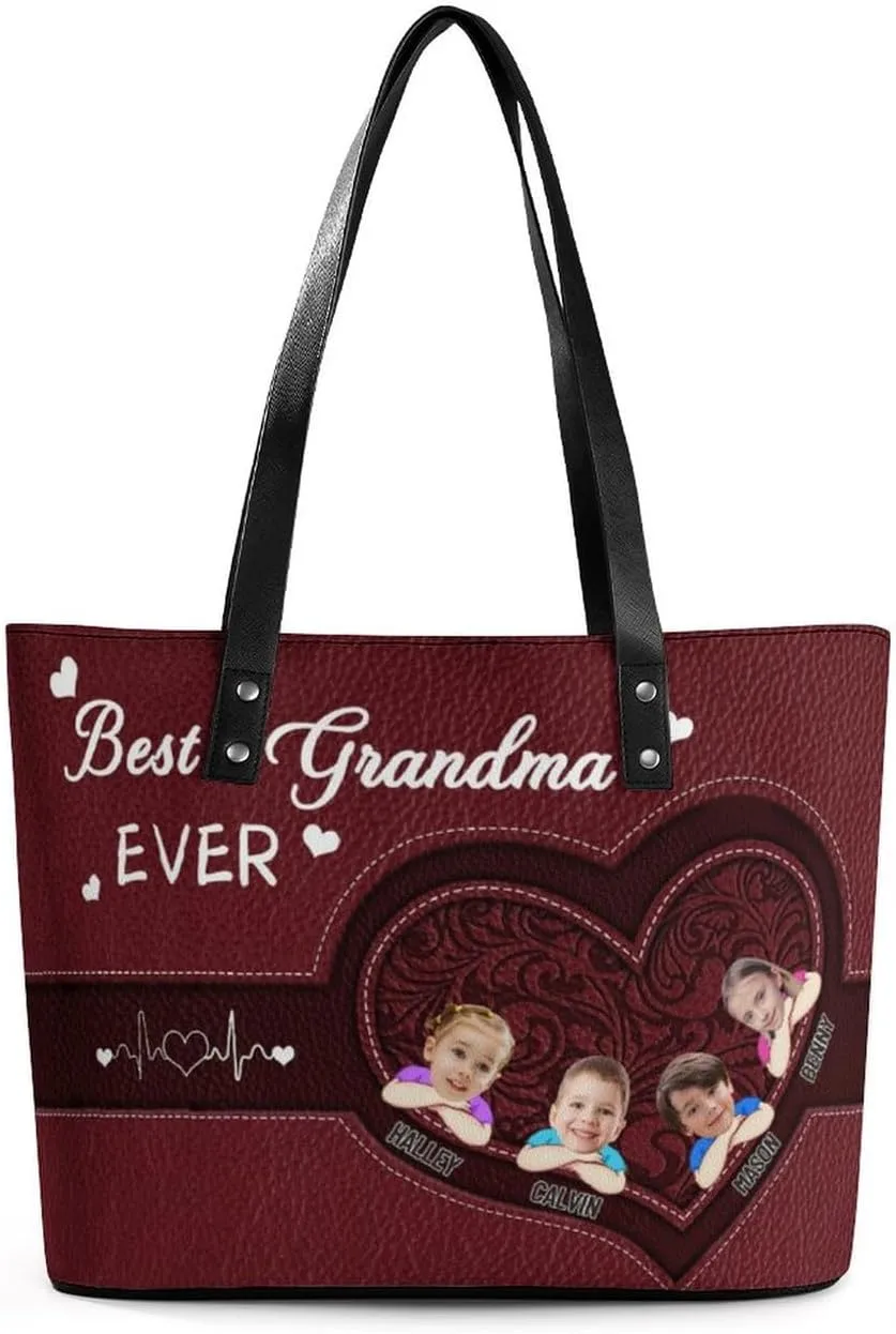 Personalized Mom Single Shoulder Bag Custom Name Grandmother Leather Handbag Loving Gift For Grandma Mother