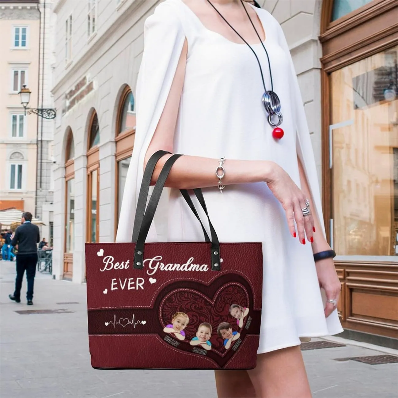Personalized Mom Single Shoulder Bag Custom Name Grandmother Leather Handbag Loving Gift For Grandma Mother