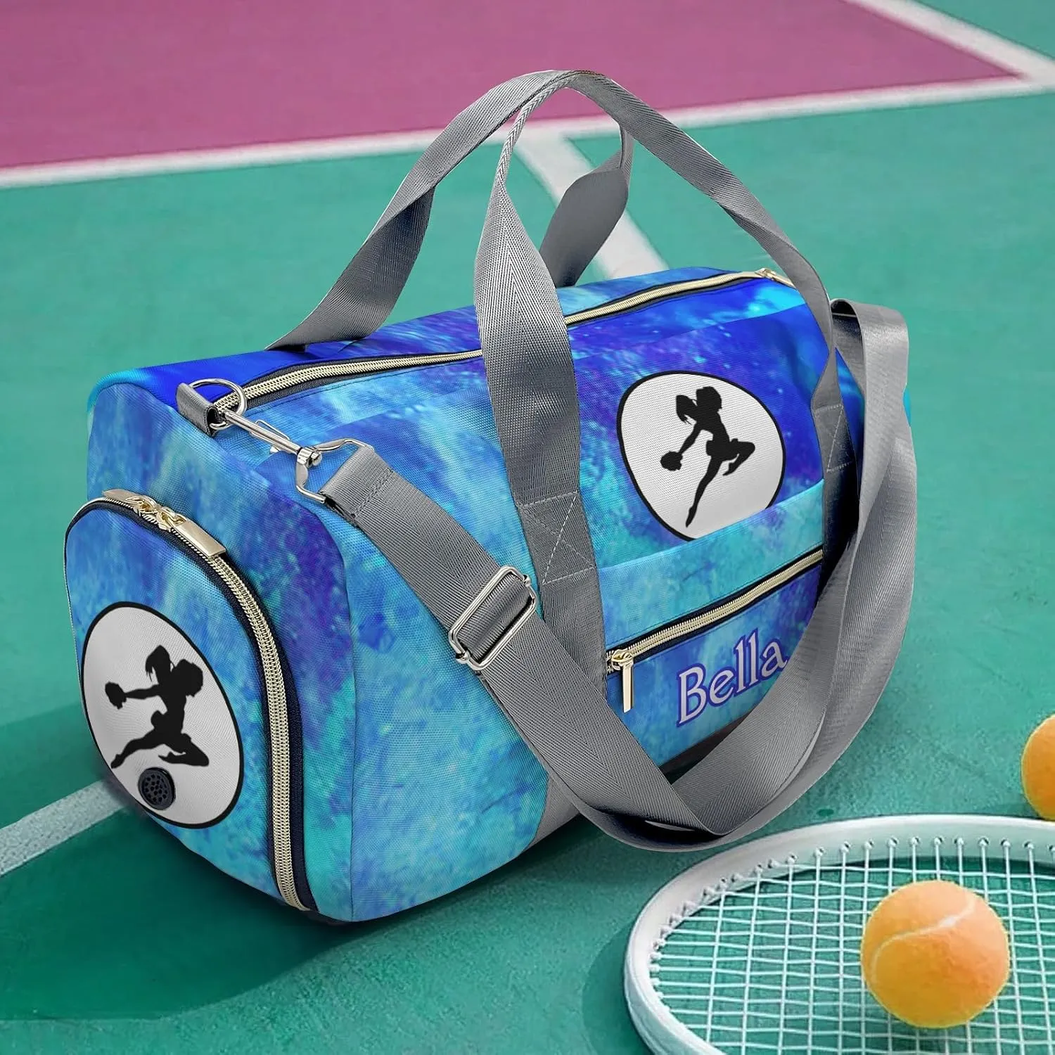 Personalized Name Duffel Bag Cheerleader Watercolor Blue On-the-Go Fitness: Travel Bags Designed for Active Living