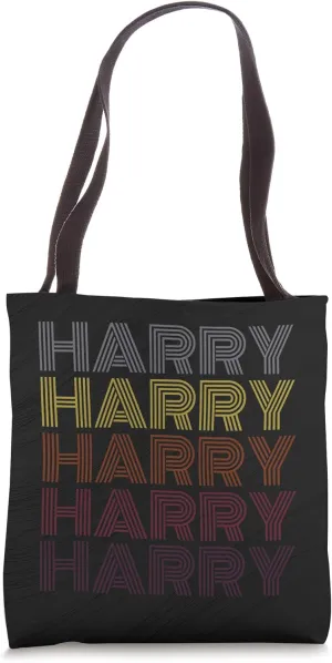 Personalized Name Harry Retro Shopping Travel Vintage Style Tote Bag