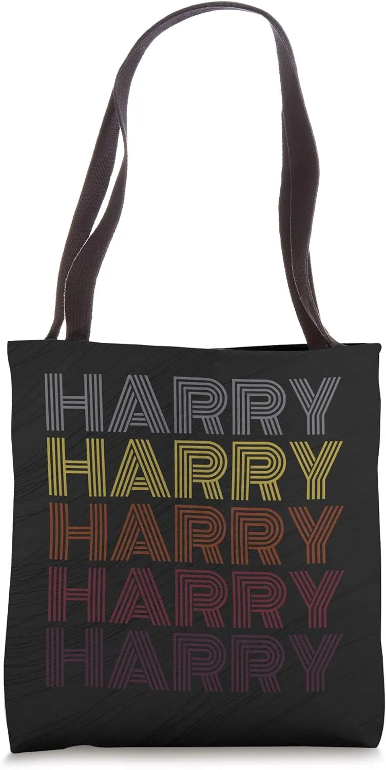 Personalized Name Harry Retro Shopping Travel Vintage Style Tote Bag
