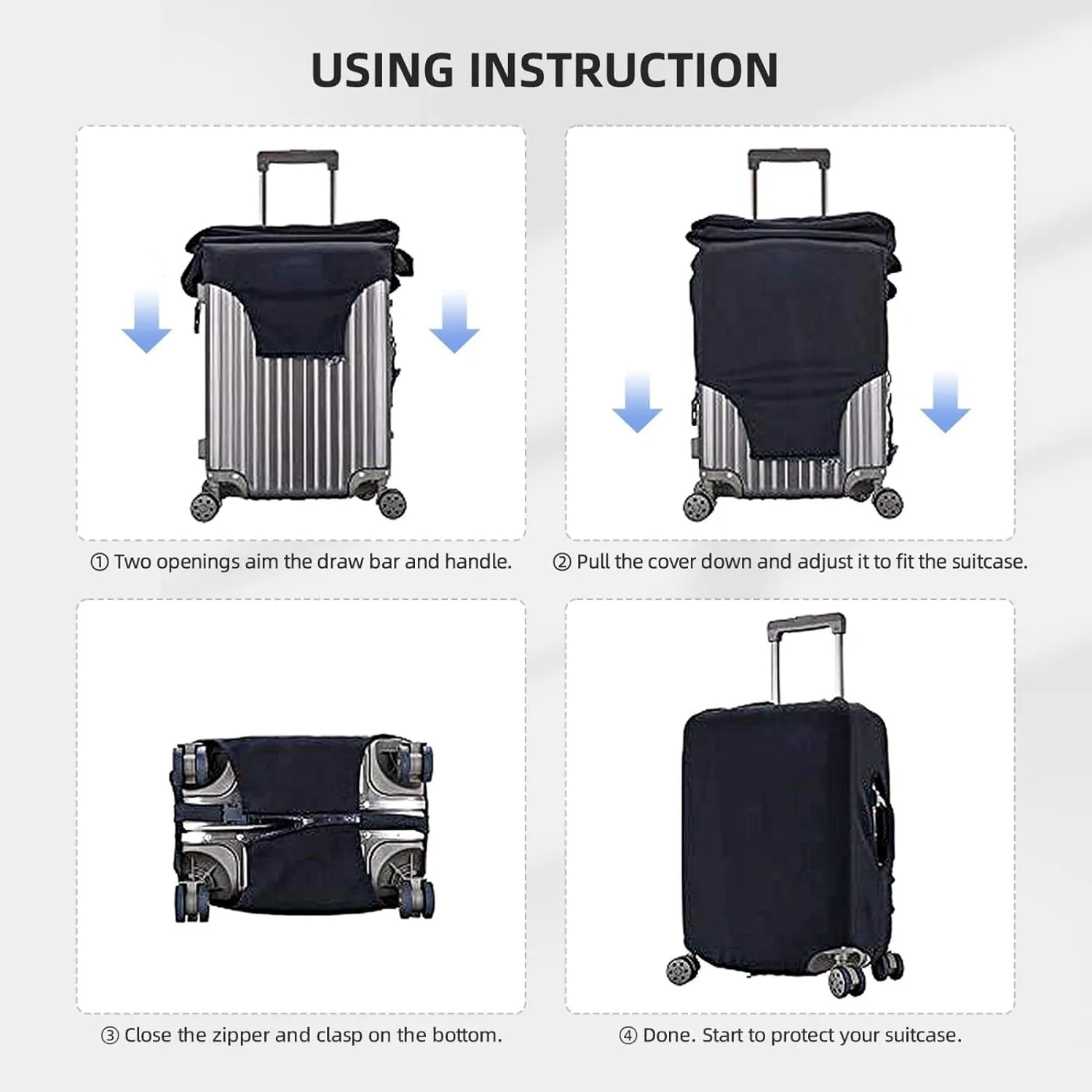 Personalized Name Luggage Cover, Custom Travel Carry on Cover Protector Wrap Gift for Men Women, Waterproof Stretchable Suitcase Protector for Travel Business Couples Family, S Size Fits 18-21 In