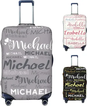 Personalized Name Luggage Cover, Custom Travel Carry on Cover Protector Wrap Gift for Men Women, Waterproof Stretchable Suitcase Protector for Travel Business Couples Family, S Size Fits 18-21 In