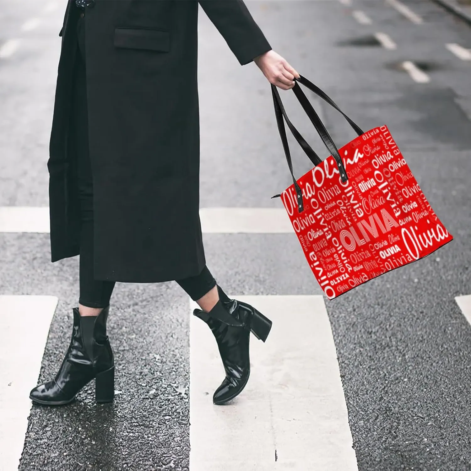 Personalized PU Leather Handbags for Women, Fashion Casual Shoulder Tote Bag Shopper Handbag Customized Gifts