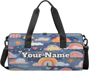 Personalized Rainbow Sport Gym Bag, Custom Name Duffel Bags for Men, Waterproof Custom Sport Duffel Bag, Gymnastics Dance, Abstract Rainbow