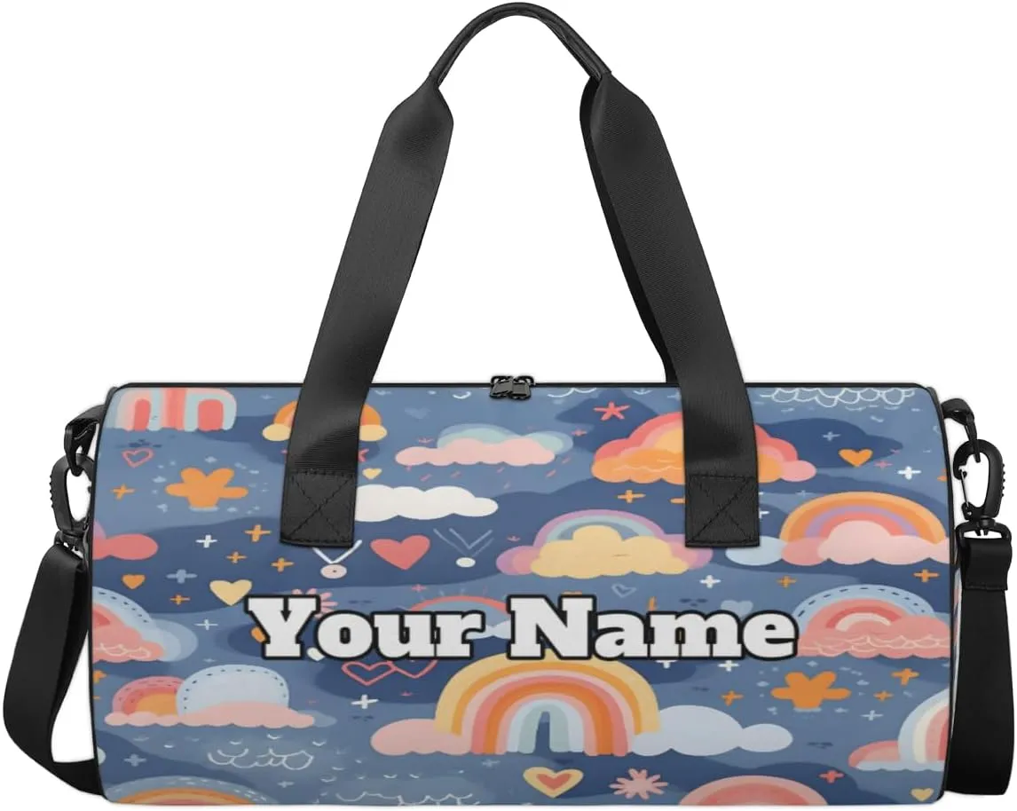 Personalized Rainbow Sport Gym Bag, Custom Name Duffel Bags for Men, Waterproof Custom Sport Duffel Bag, Gymnastics Dance, Abstract Rainbow